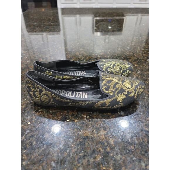Cosmopolitan Ballet Shoes Women's Size 8.5M Black Gold Paisley Round Toe Slip On - Picture 8 of 10